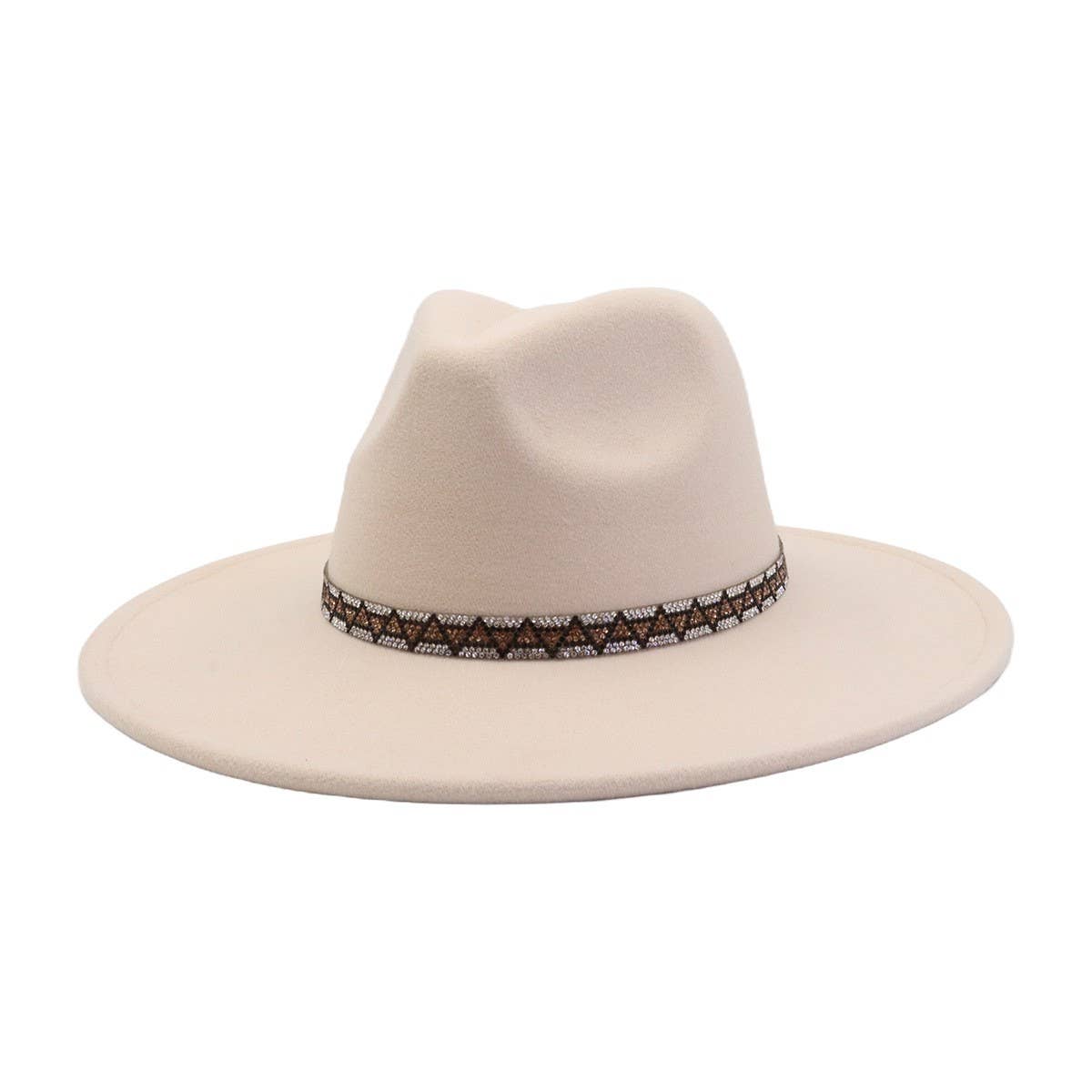 Heart Top Wide Brim Wool Blend Fedora Hat for All_CWAH04378