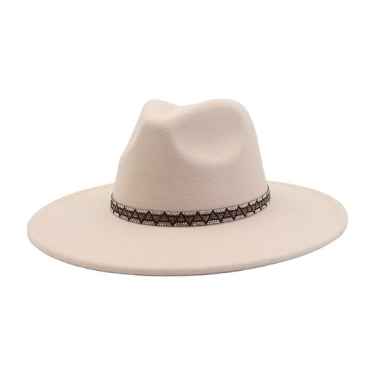 Heart Top Wide Brim Wool Blend Fedora Hat for All_CWAH04378