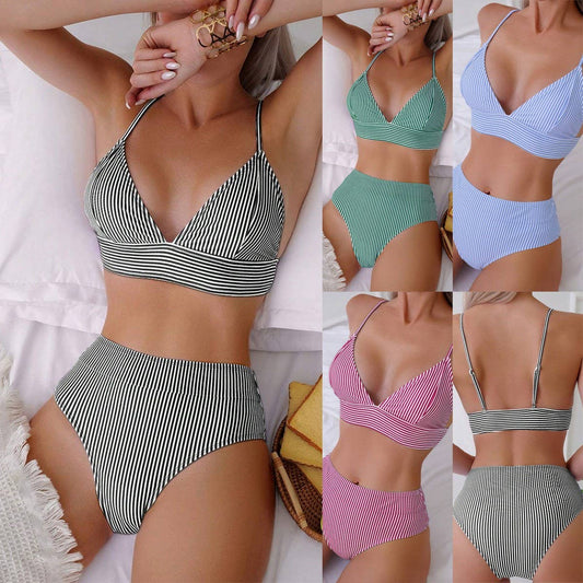 STRIPED BIKINI SET - SLIM FIT SWIMSUIT_CWMW0912