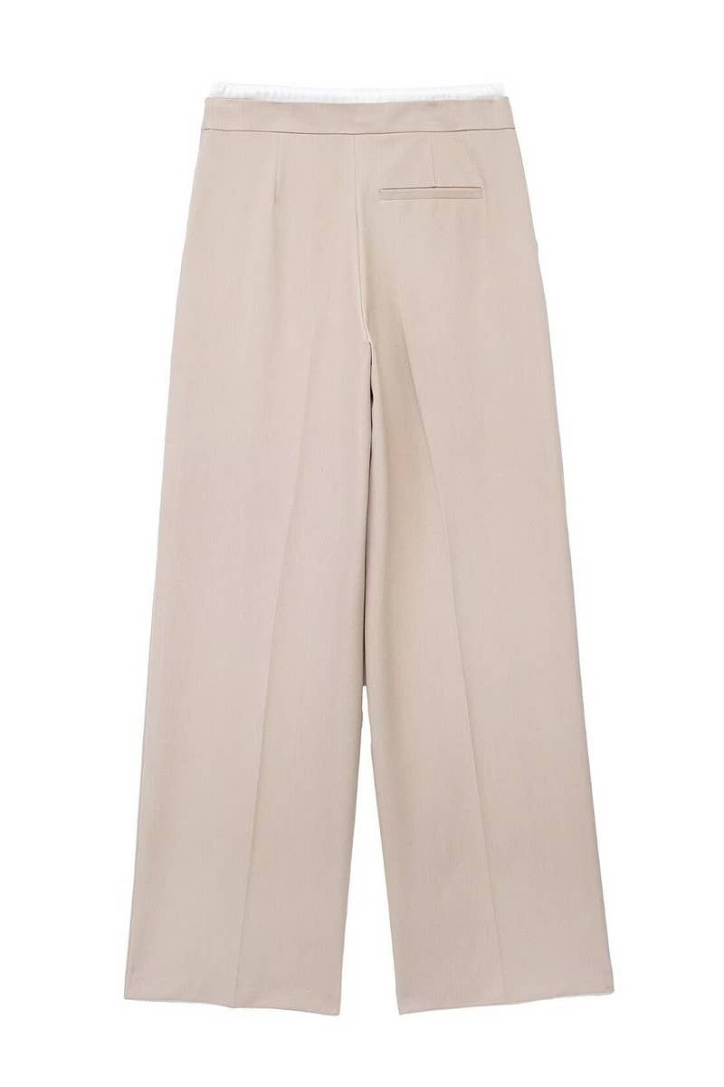 CWBLP1575_ELASTIC WAIST DRAWSTRING LOOSE FIT CASUAL PANTS