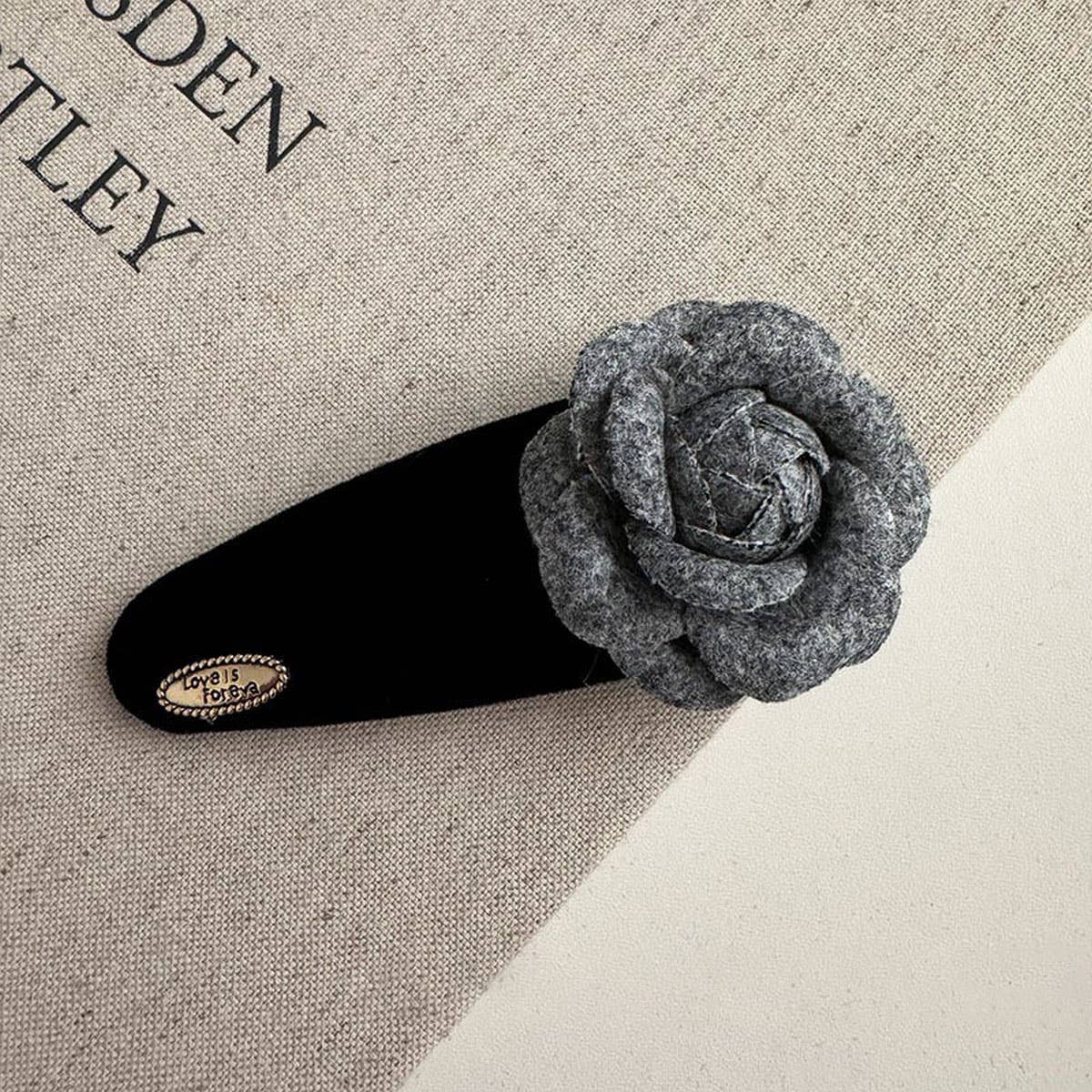 COOL GRAY CAMELLIA HAIRPIN HEADBAND