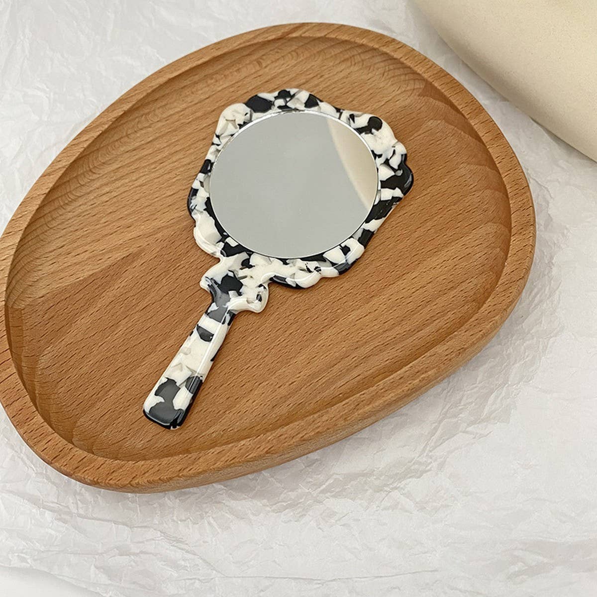 Vintage Acetate Handheld Round Makeup Mirror
