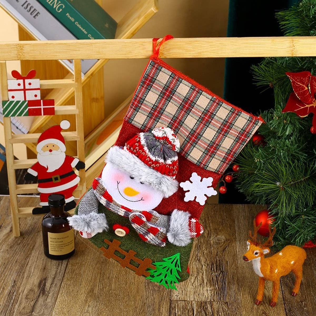 SEQUINED 3D SANTA CLAUS CHRISTMAS STOCKINGS