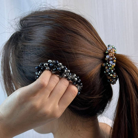 Chic Pearl Crystal Hair Tie Elegant Bun Ponytail