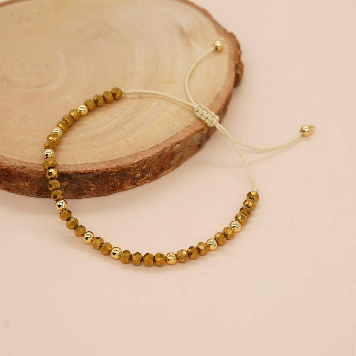 CRYSTAL GOLD BEADED HAND-WOVEN BRACELET