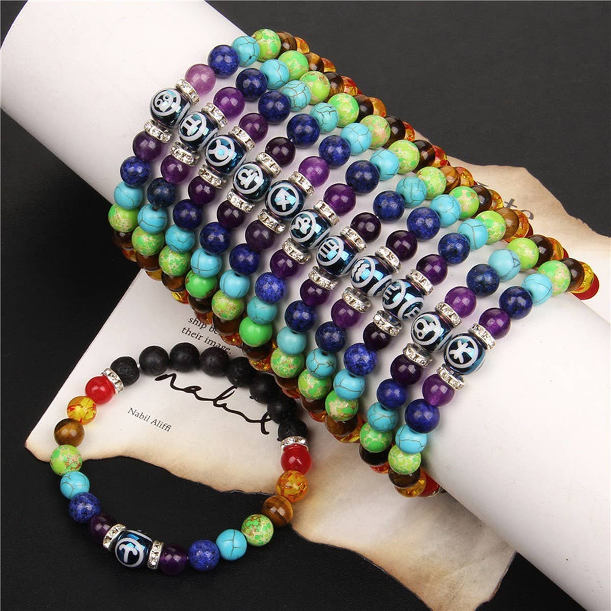 CWAJE3877_TWELVE CONSTELLATIONS COLORFUL BEADS BRACELET