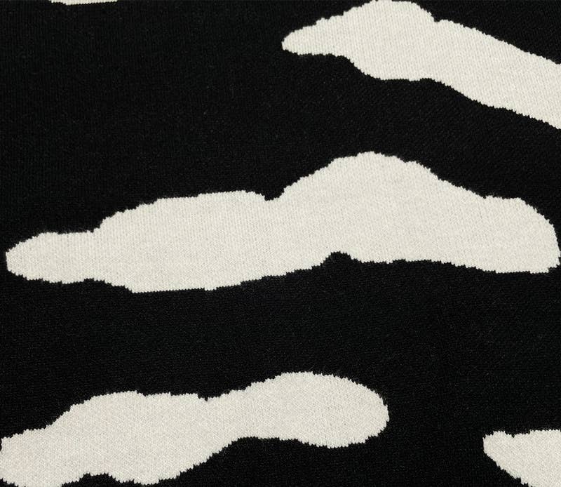 Round-neck cloud jacquard knitted sweater