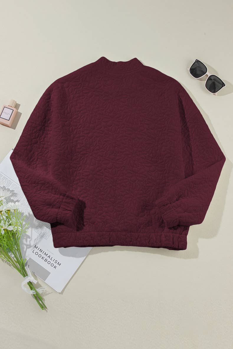 Solid-color floral texture loose jacket