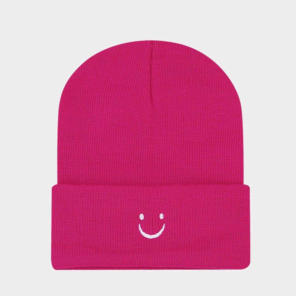 LITTLE SMILEY FACE SIMPLE EMBROIDERED KNITTED HAT_CWAH2070