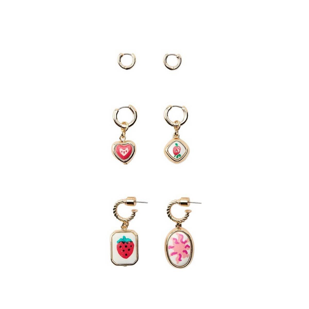 Strawberry Square Earrings Copper Plated_CWAJE4987