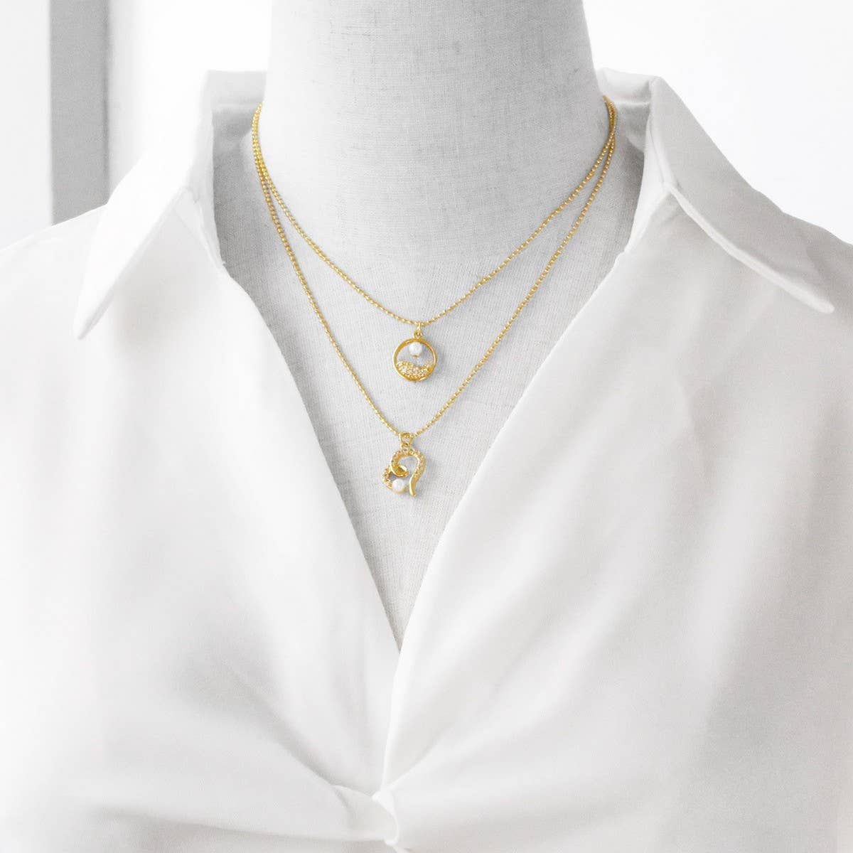 FLOWER PEARL INLAID ZIRCONIUM PENDANT NECKLACE