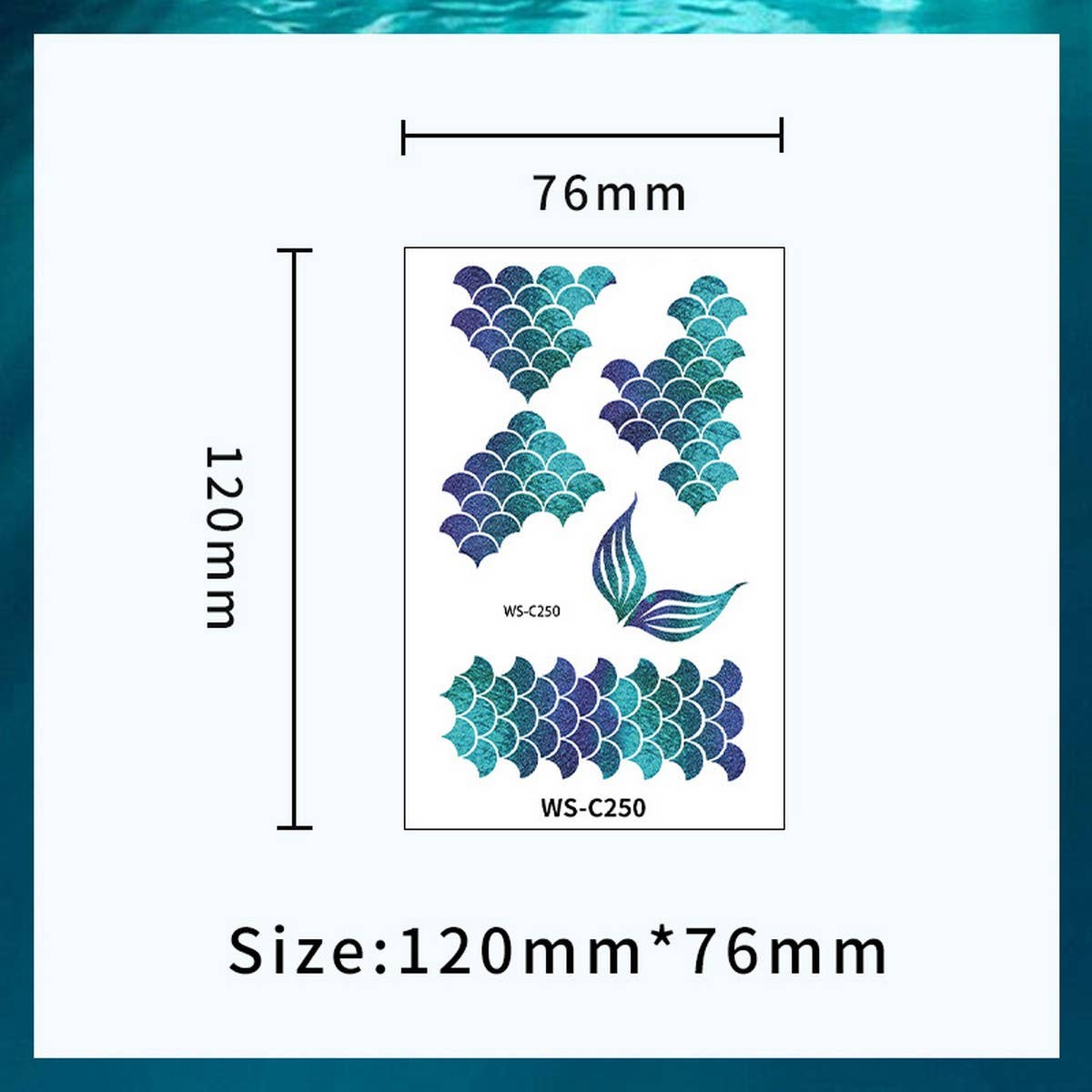 Summer Mermaid Scale Tattoo Stickers Waterproof_CWMM8368