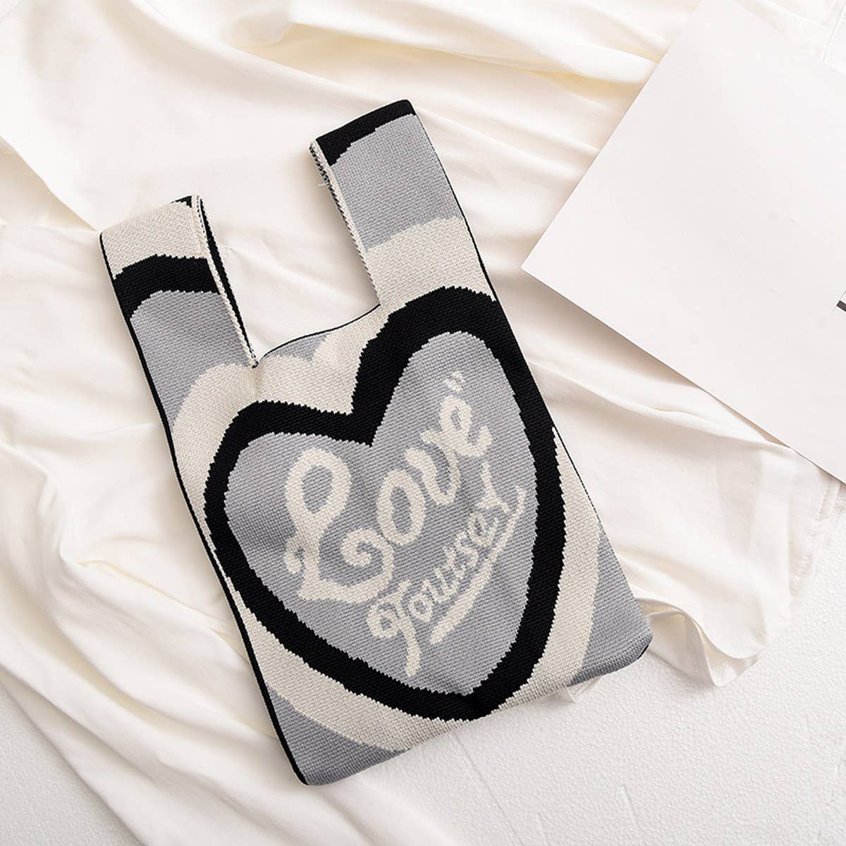 WOMEN KNIT CLUTCH PURSE LOVE SHOULDER TOTE BAG_CWAB0884