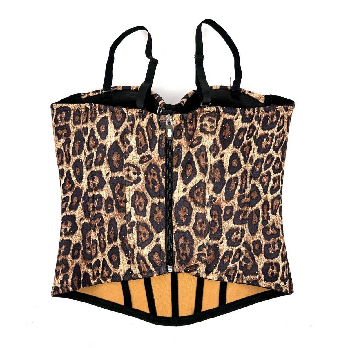 BROWN LEOPARD SUEDE PUSH-UP BODY SHAPING BRA_CWMM4130