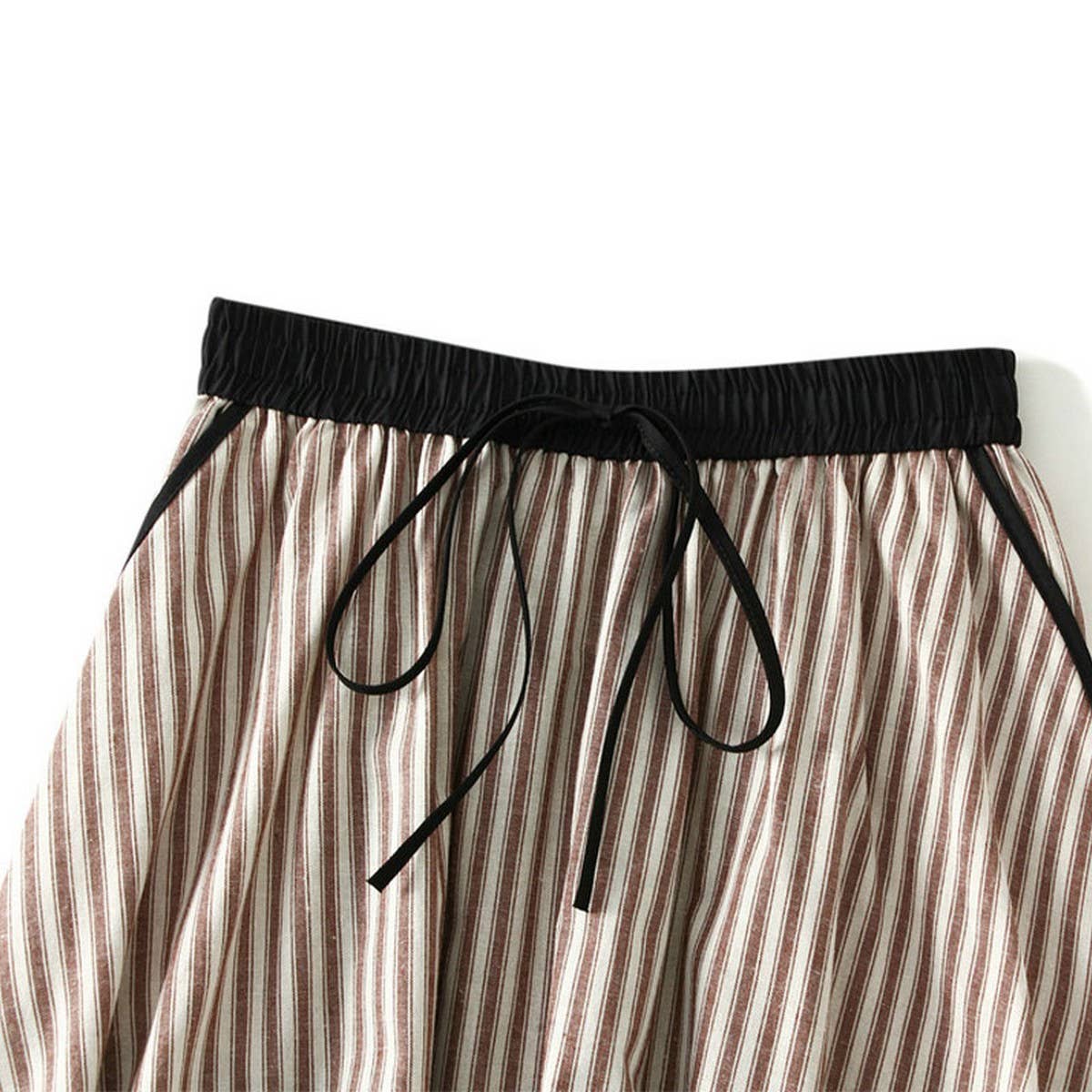 A-LINE MID-LENGTH STRIPED FLOWER BUD LANTERN SKIRT_CWBMS0298
