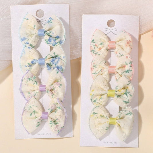 Kids Embroidered Bow Hair Clip Set ? Handmade