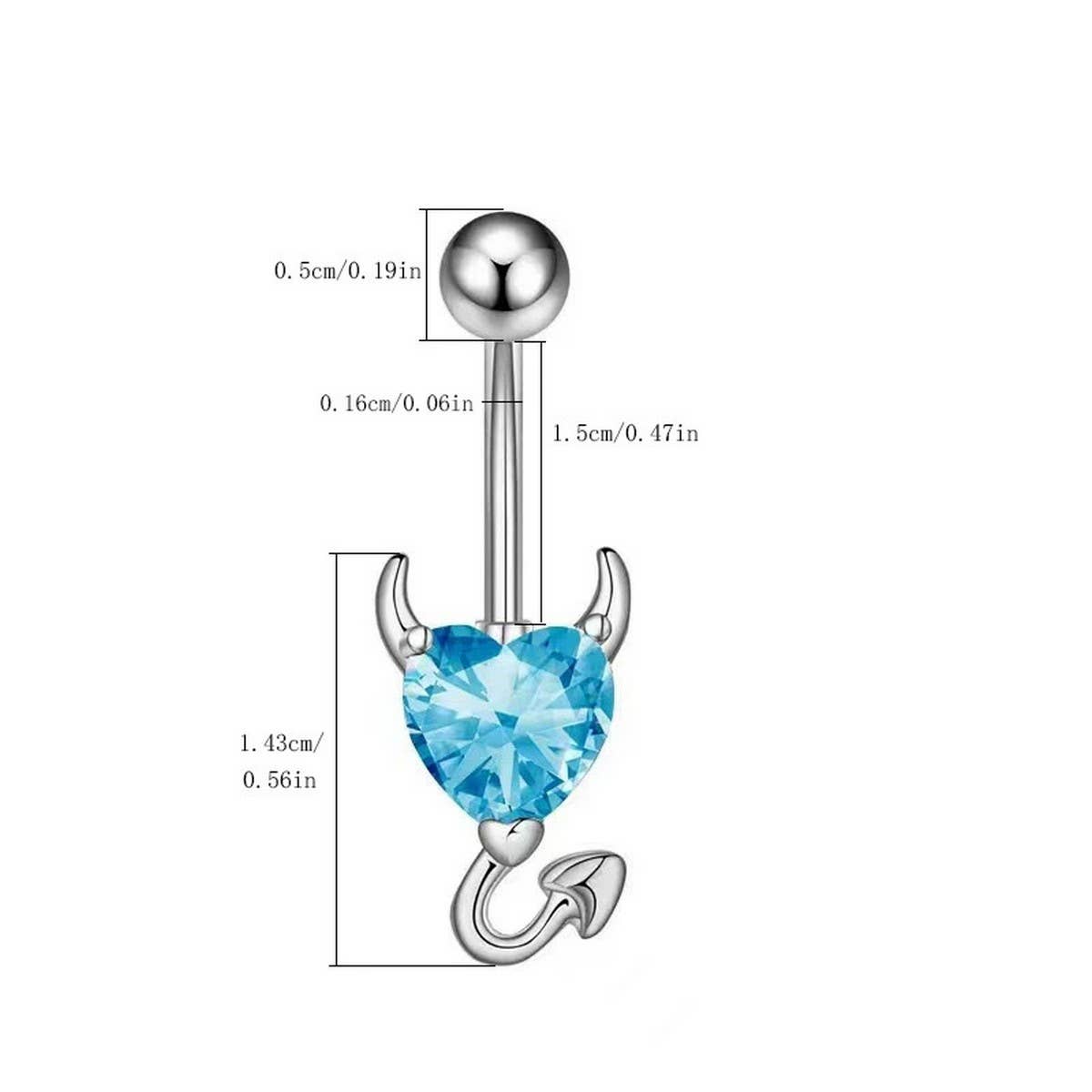 Devil Heart Zircon Belly Button Piercing Ring