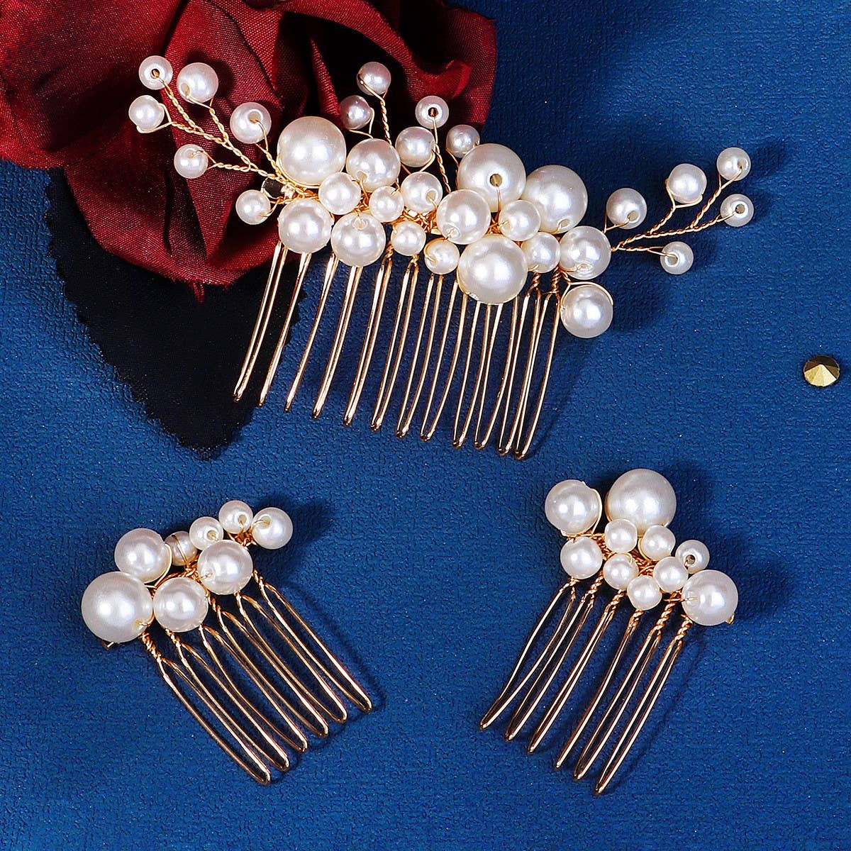 HANDMADE BRIDAL HAIR ACCESSORIES THREE-PIECE SET