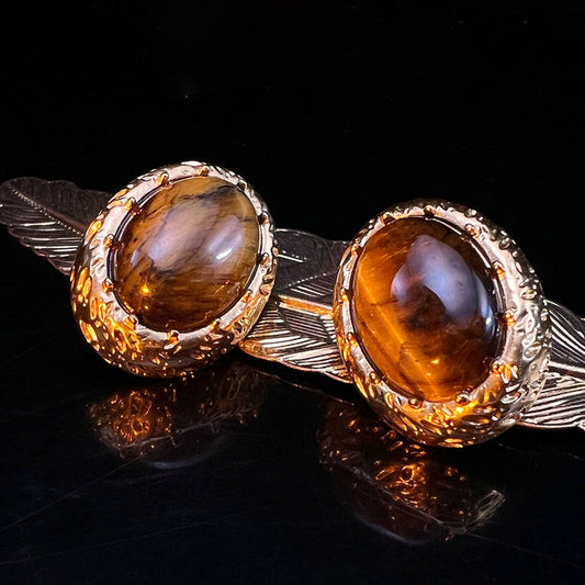 VINTAGE MAILLARD TIGER EYE DROP EARRINGS