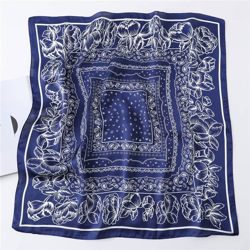 27in Paisley Lace Print Satin Square Scarf Women_CWASC1435