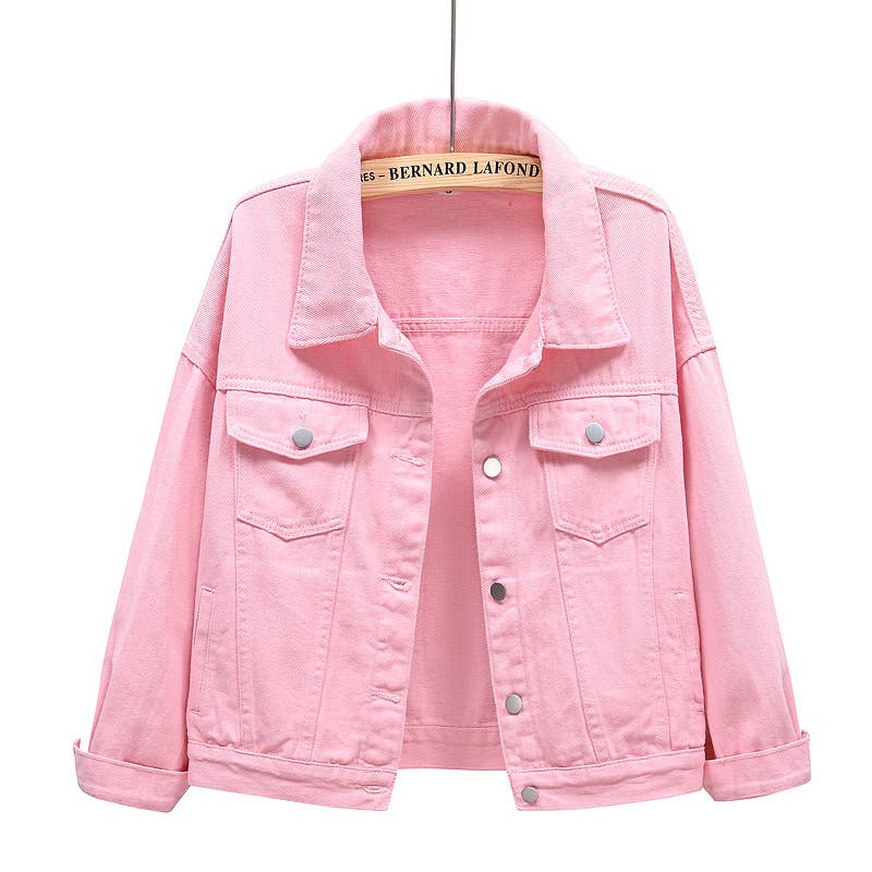 Solid color slim cropped denim jacket casual jacket