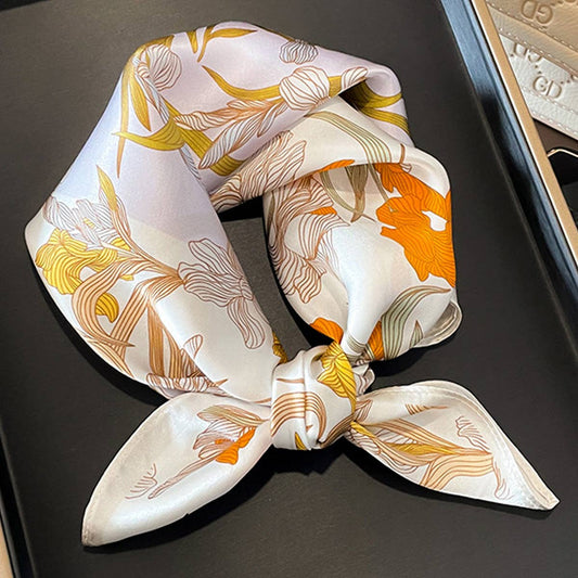 Silk Floral Square Scarf ? 53cm Neck Wrap
