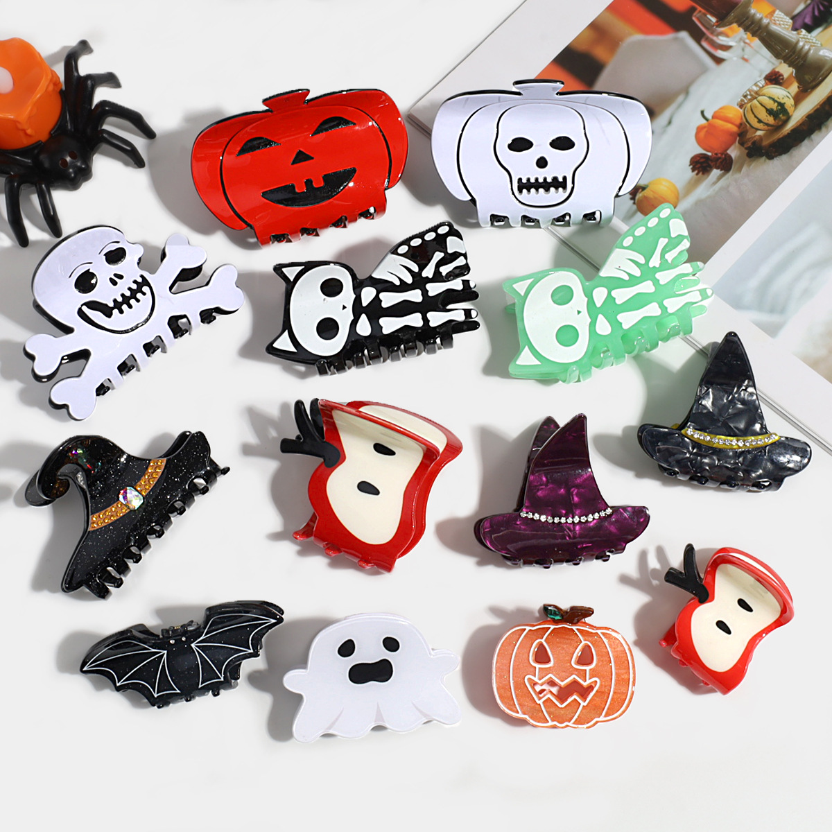 Halloween Acetate Hair Claw ? Witch & Bat Design