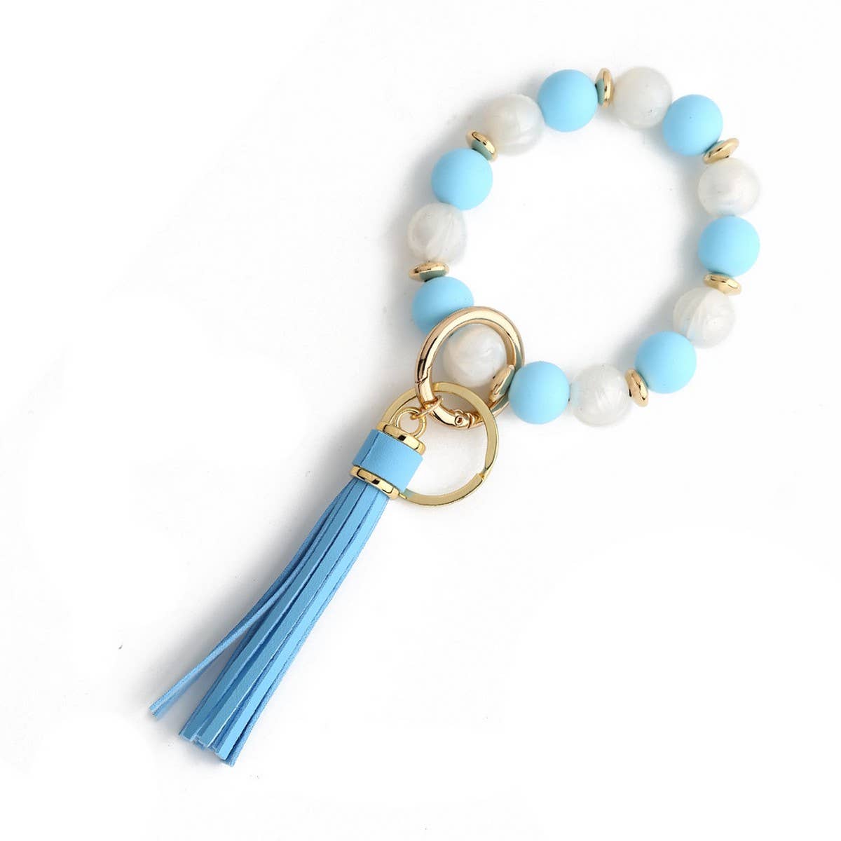 Silicone Bead Bracelet Keychain with Tassel_CWAB5026