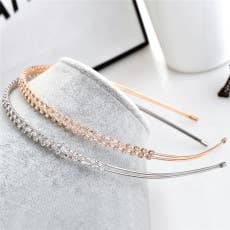 Double rhinestone headband set with diamonds