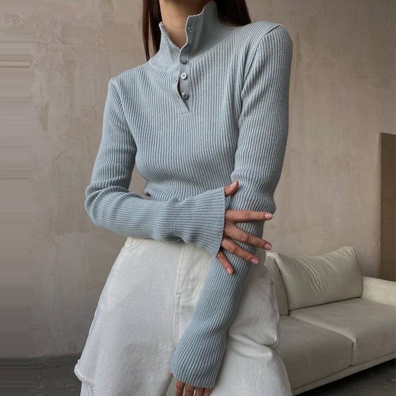 VINTAGE BREASTED SEMI-TURTLENECK PULLOVER