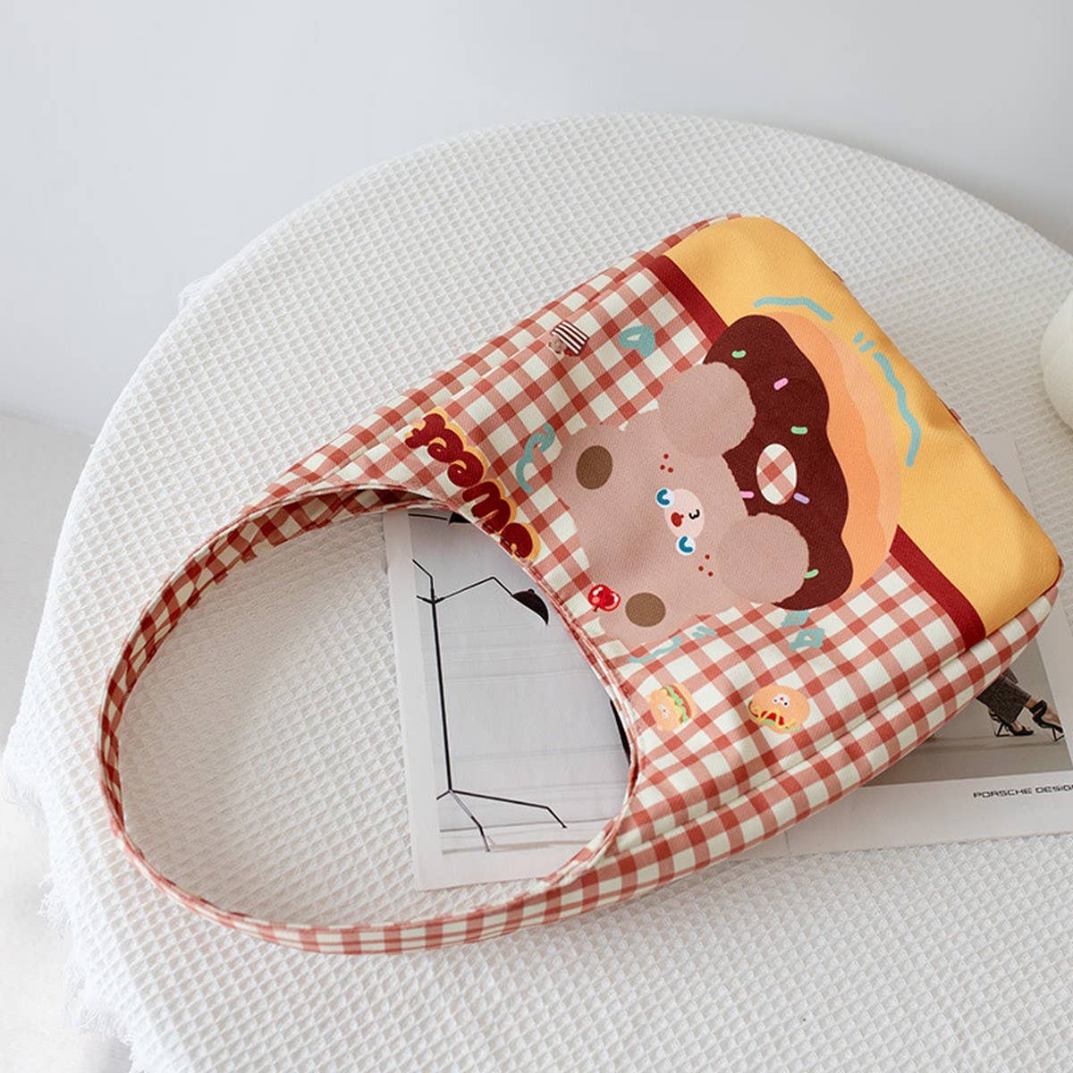 Lightweight Large Canvas Tote with Plaid Design_CWAB5641