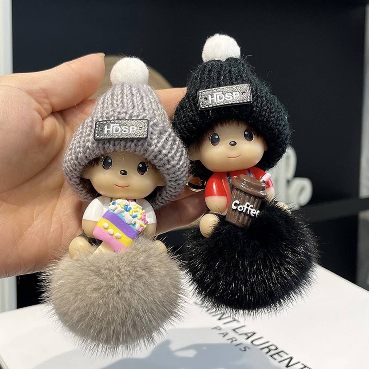 CUTE CARTOON MONCHHICHI CAR KEYCHAIN PENDANT