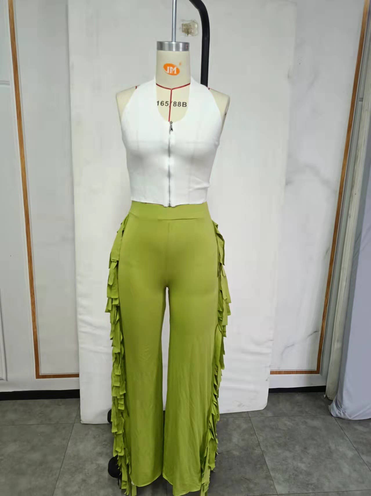 High Waist Fringe Wide Leg Pants