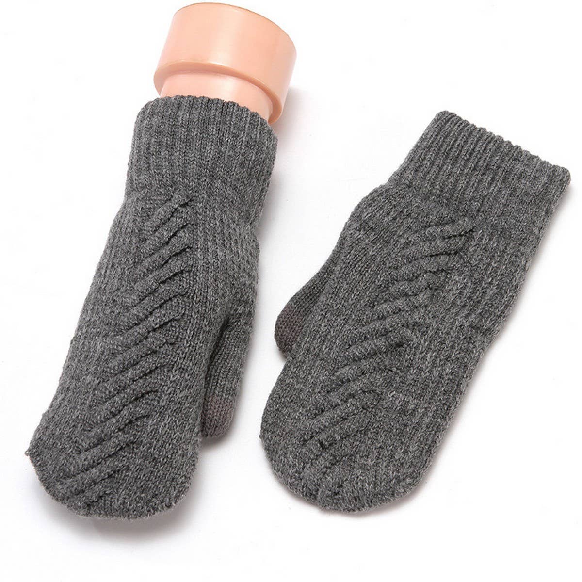 WINTER WOMEN'S CUTE THICK KNIT TOUCHSCREEN GLOVES_CWAG0271