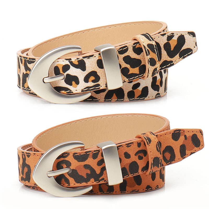 Simple and fashionable leopard print PU belt