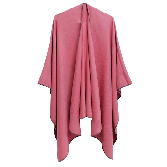 FASHION SOLID COLOR WARM SPLIT SHAWL CLOAK_CWASC0285