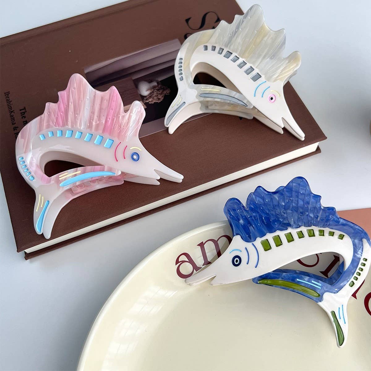 Ocean Sailfish Acetate Claw Clip ??Unique Design_CWAHA5833