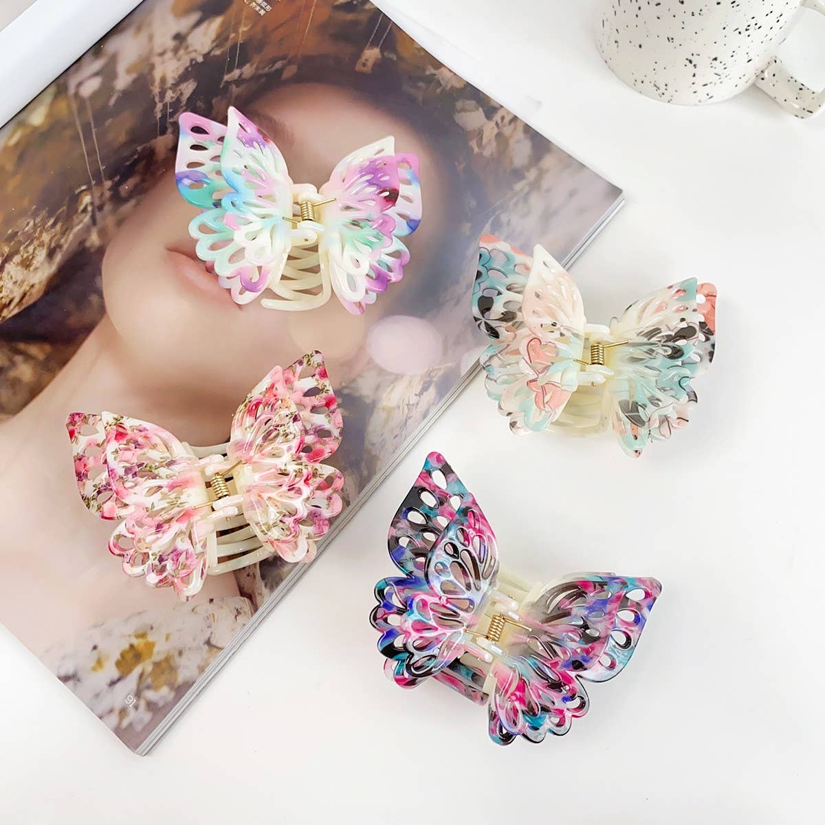 Ink Style Hollow Butterfly Hair Claw - Fairy Clip_CWAHA1582
