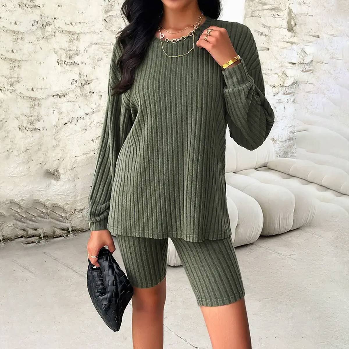 WOMEN CASUAL LONG SLEEVED  TOP AND LEGGINGS SET_CWSTB0235