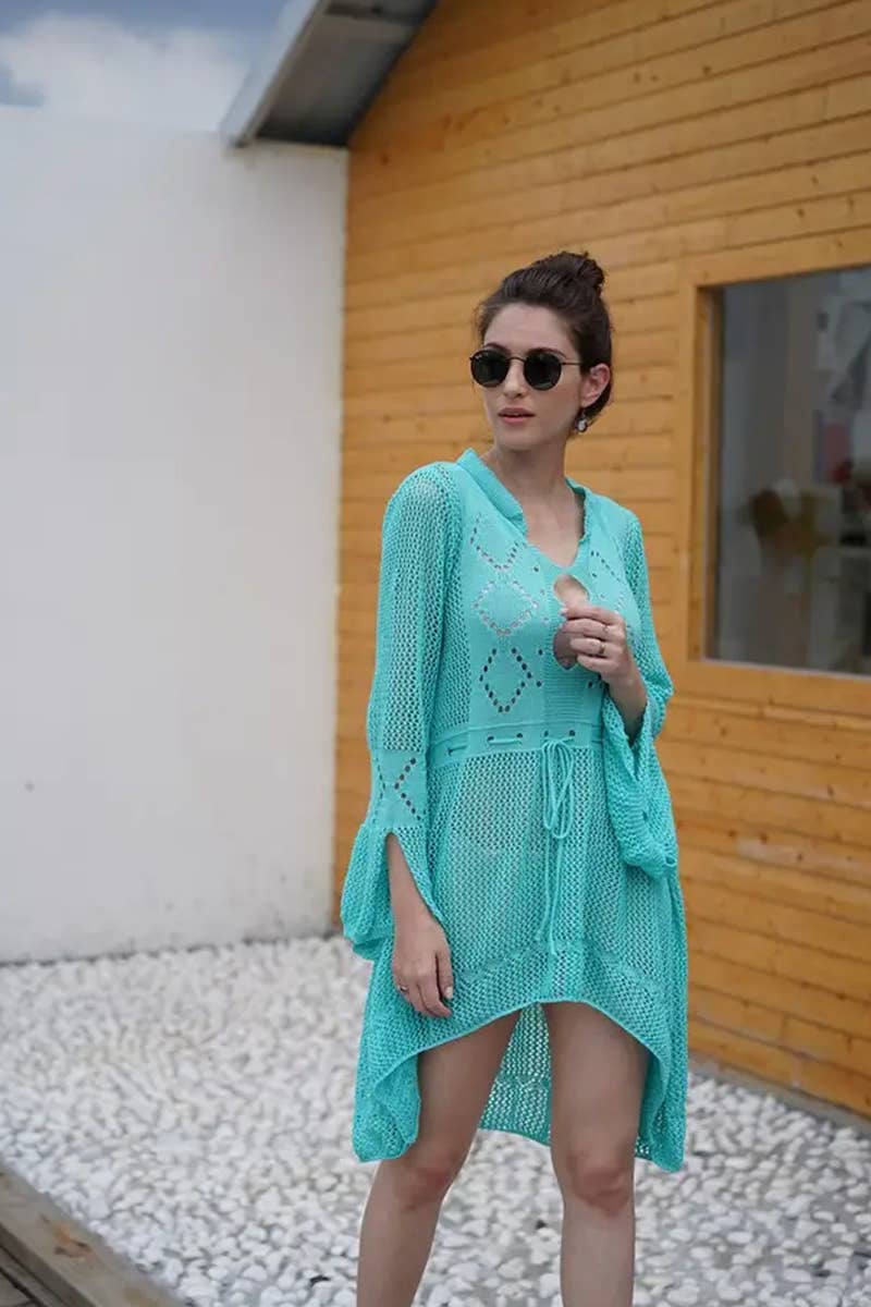 CWDSD7356_HOLLOW CROCHET BEACH VACATION KNIT CARDIGAN