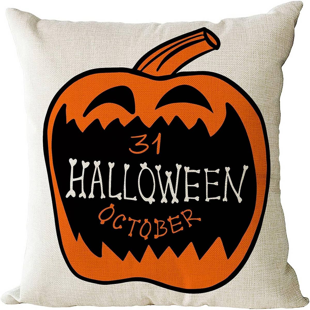 HALLOWEEN ORANGE PUMPKIN HEAD PILLOWCASE