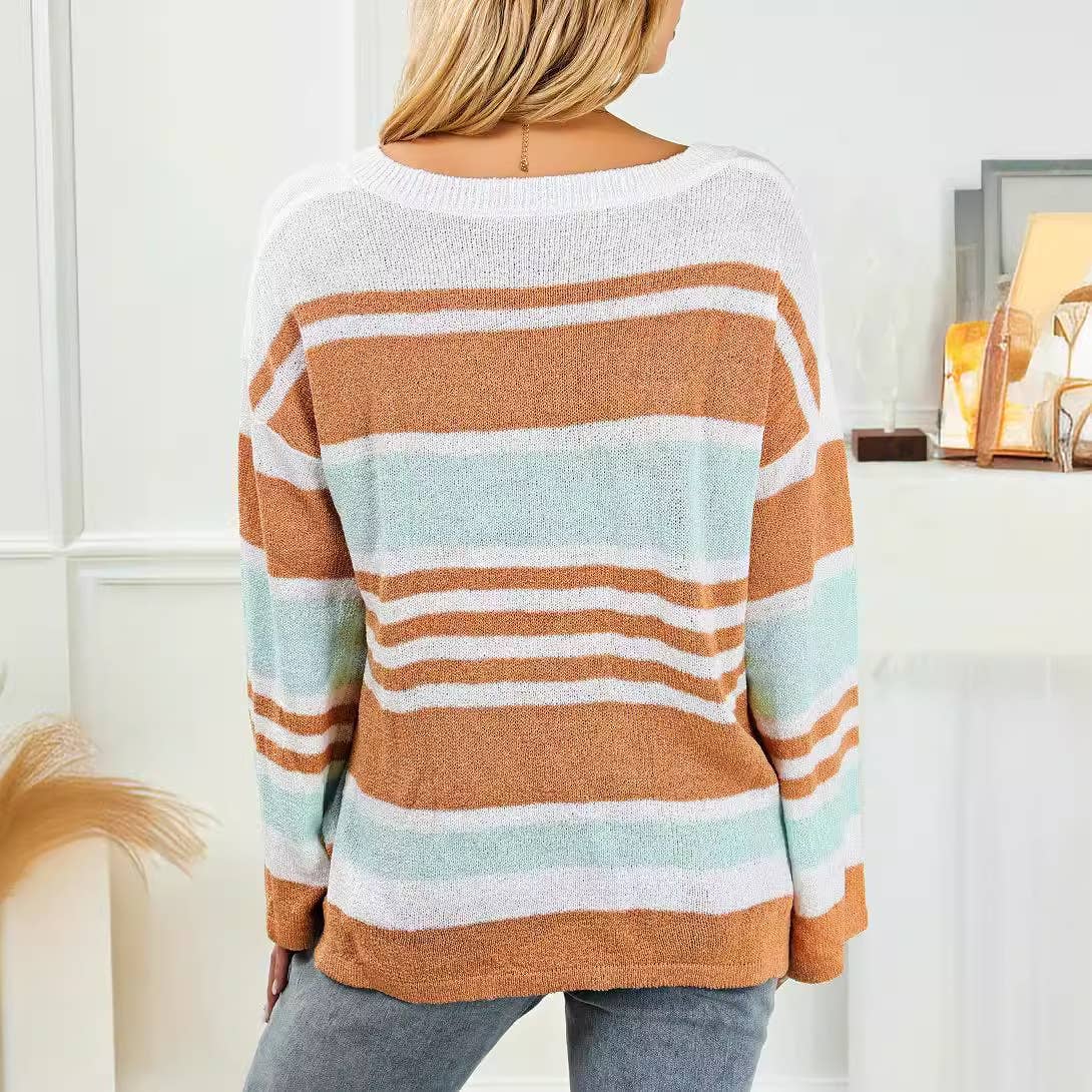 THIN PERSONALIZED SIDE SPLIT V-NECK SWEATER