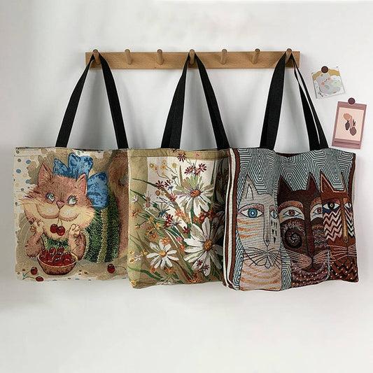 TOTE BAGS CANVAS WITH VINTAGE PRINTS_CWAB2063