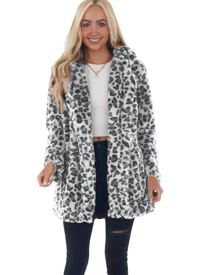 STYLISH FAUX FUR COAT WITH BAGGY FUR POCKETS