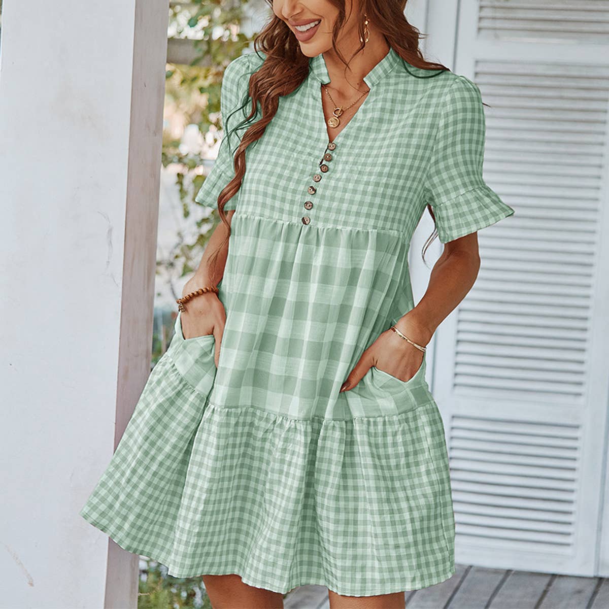QUALITY PLAID PATCHWORK DRESS