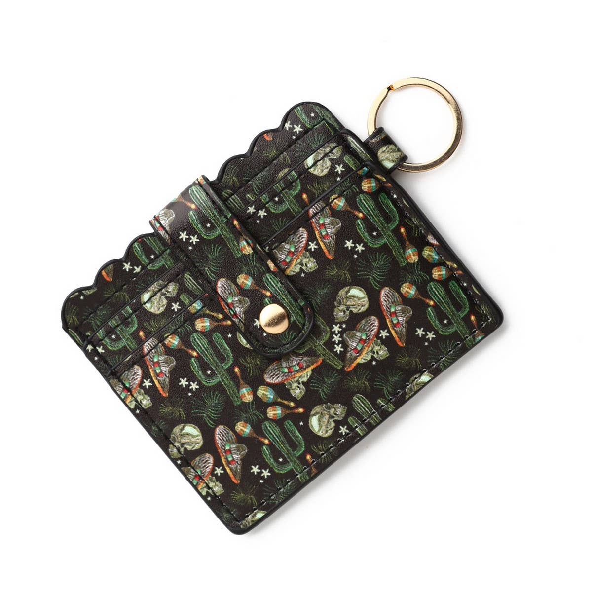 PU Leather Card Holder with Keychain & ID Slot_CWAB4938