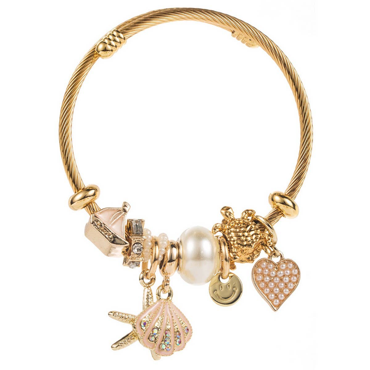 Beach Shell Starfish Steel Bracelet for Women_CWMM8476