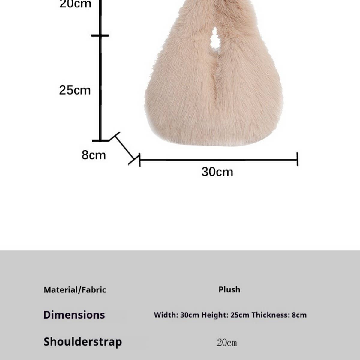 Faux Fox Fur Plush Handbag Women Large Tote_CUAB00564