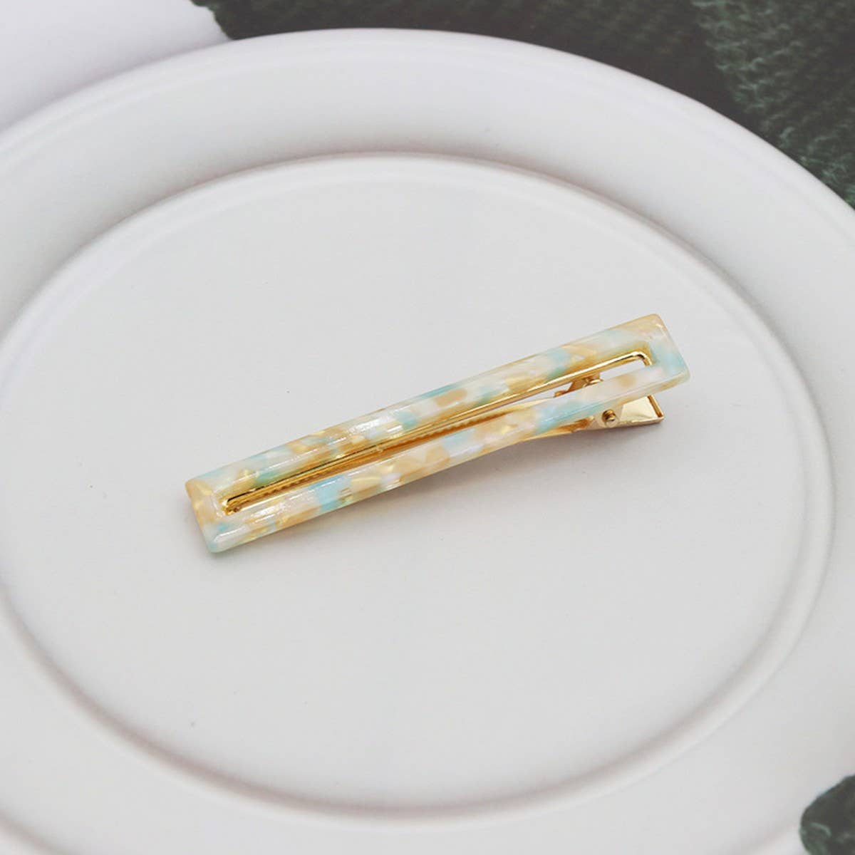 Acetate Hollow Square Hair Clip, Duckbill Bang Pin_CWAHA2624