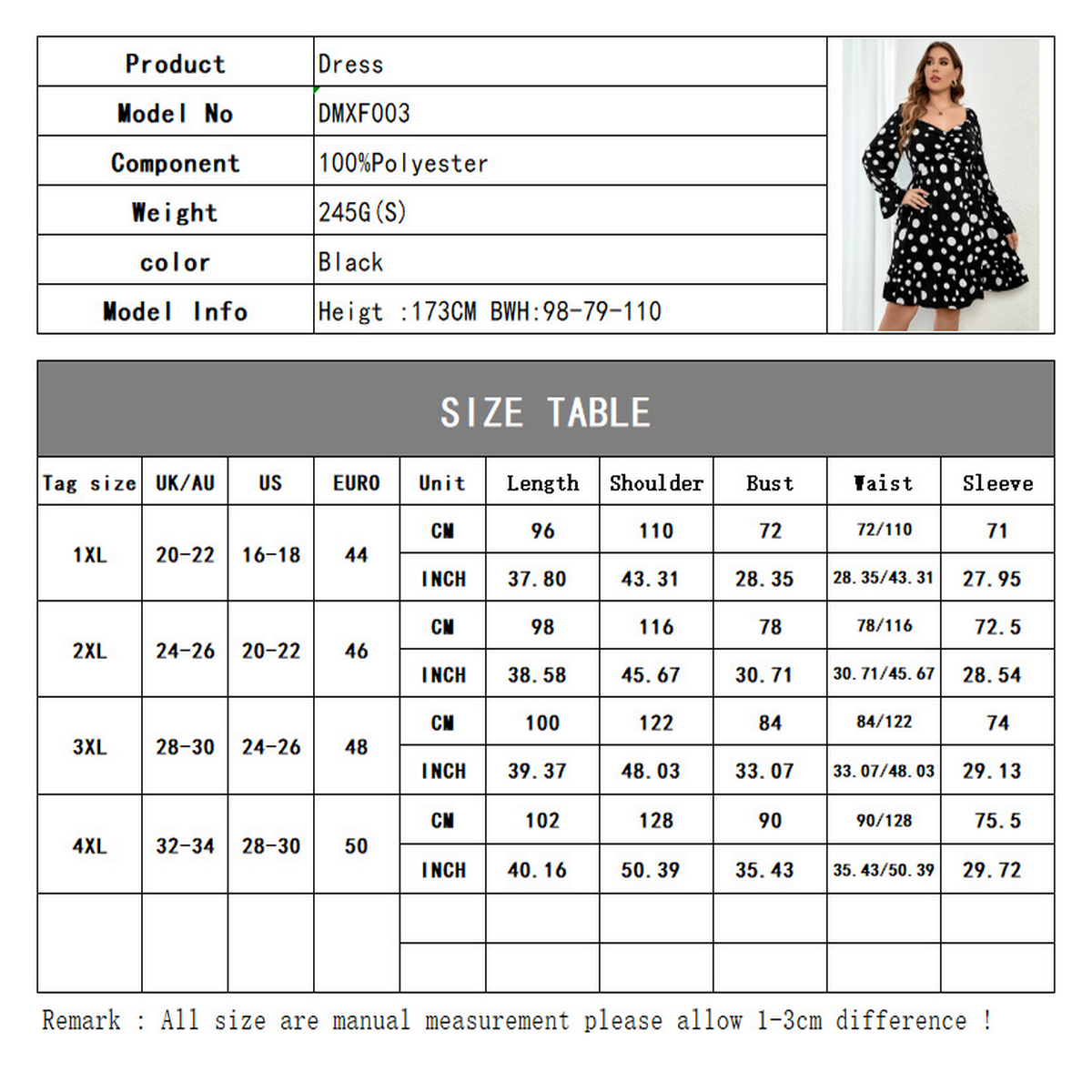 Polka Dot Casual Dress for Fall and Winter_CWDSD8477